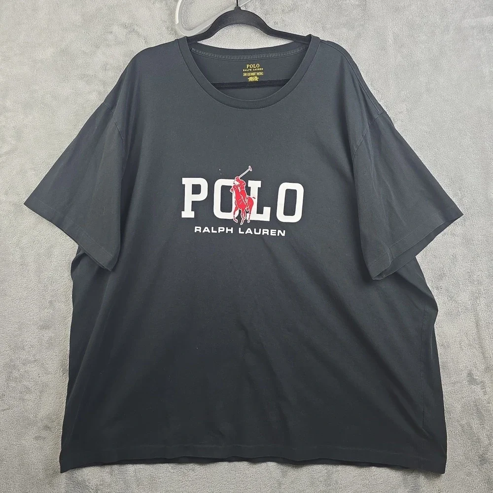 Polo Ralph Lauren T-Shirt Mens 4XB Black Spellout Logo Preppy Graphic Tee
